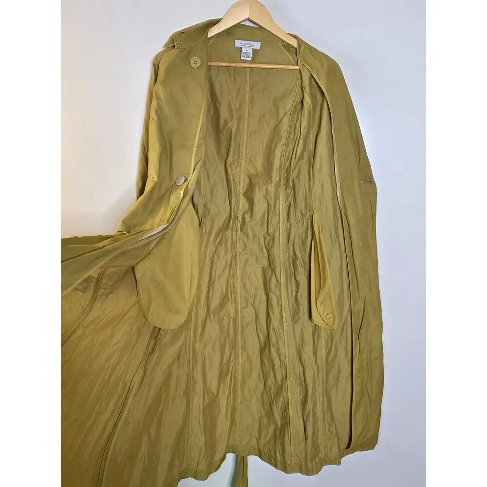 Emanuel Ungaro long line asymmetrical yellow/Green Trench Coat Size 6 - Picture 12 of 14